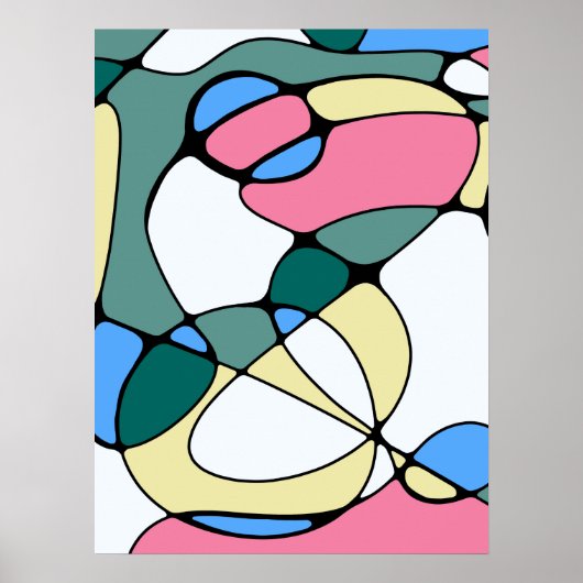 Helderkleurig Abstract patroon - Roze Blauw Groen Poster (Voorkant)