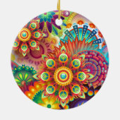 Helderkleurig Abstract ventilatorpatroon Keramisch Ornament (Achterkant)