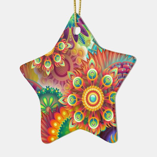 Helderkleurig Abstract ventilatorpatroon Keramisch Ornament (Links)