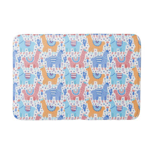 Helderkleurig Alpaca-patroon Badmat