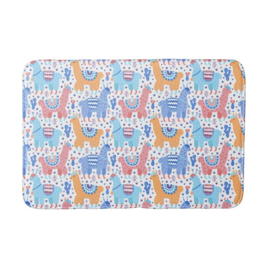 Helderkleurig Alpaca-patroon Badmat (Voorkant)
