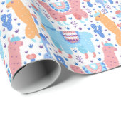 Helderkleurig Alpaca-patroon Cadeaupapier (Rol Hoek)