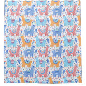 Helderkleurig Alpaca-patroon Douchegordijn (Voorkant)