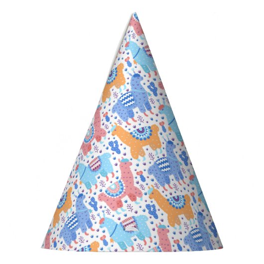 Helderkleurig Alpaca-patroon Feesthoedjes (Links)