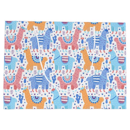 Helderkleurig Alpaca-patroon Groot Cadeauzakje (Achterkant)