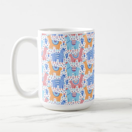 Helderkleurig Alpaca-patroon Koffiemok (Links)