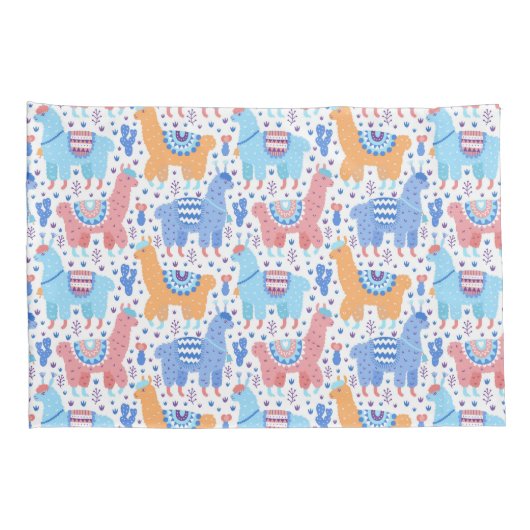 Helderkleurig Alpaca-patroon Kussensloop (Achterkant-Rechts)