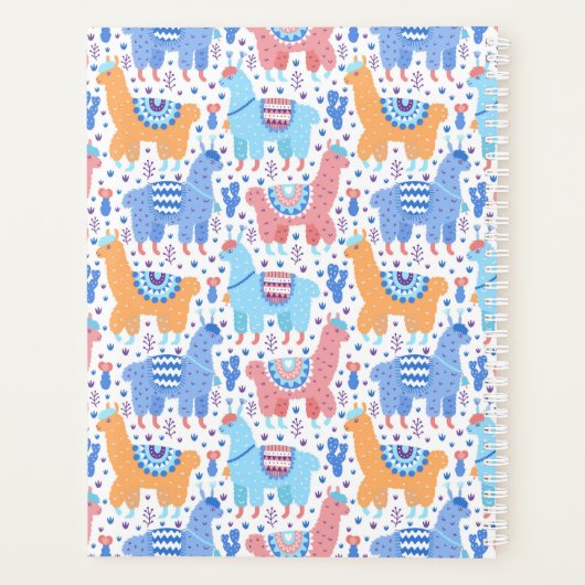 Helderkleurig Alpaca-patroon Planner (Achterkant)