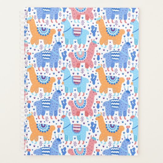 Helderkleurig Alpaca-patroon Planner (Voorkant)