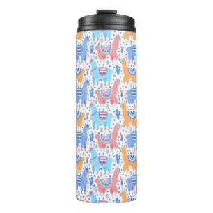 Helderkleurig Alpaca-patroon Thermosbeker