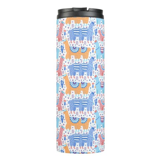 Helderkleurig Alpaca-patroon Thermosbeker (Achterkant)