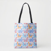 Helderkleurig Alpaca-patroon Tote Bag (Voorkant)