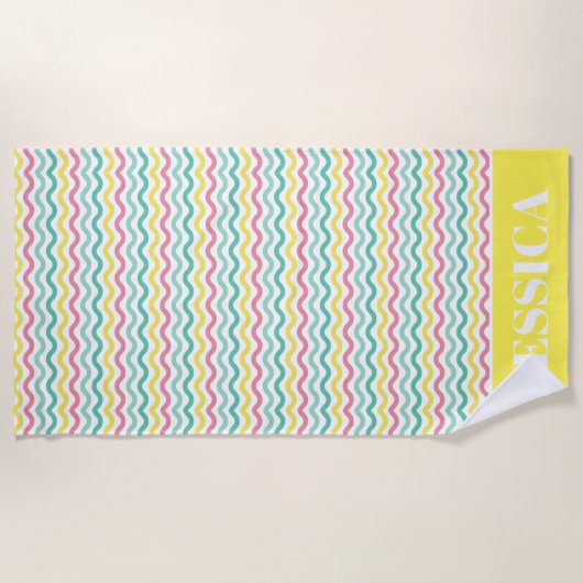 Helderkleurig avy Patroon op maat Strandlaken (Voorkant)