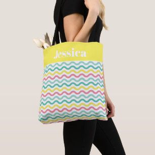 Helderkleurig avy Patroon op maat Tote Bag