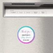 Helderkleurig blauw Paars Dank u Baby shower Magneet (Insitu (Vaatwasser))