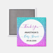 Helderkleurig blauw Paars Dank u Baby shower Magneet (Voorkant / Achterkant)