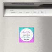 Helderkleurig blauw Paars Dank u Baby shower Magneet (Insitu (Vaatwasser))