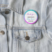 Helderkleurig blauw Paars Dank u Baby shower Ronde Button 5,7 Cm (In situ)