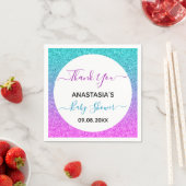 Helderkleurig blauw Paars Dank u Baby shower Servet (Insitu)