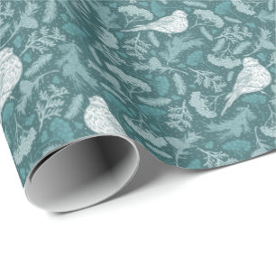 Helderkleurig Blauwgroen groen winterwit flessenpa Cadeaupapier