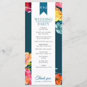 Helderkleurig bloemetjesweddenschap programmakaart (Achterkant)