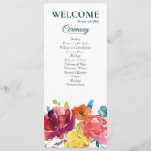 Helderkleurig bloemetjesweddenschap programmakaart (Voorkant)