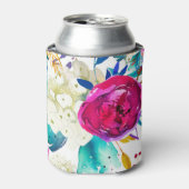 Helderkleurig bloemrijk modern blikjeskoeler (Blikje Voorkant)