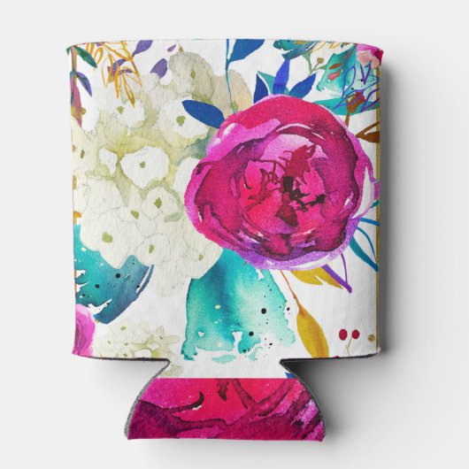 Helderkleurig bloemrijk modern blikjeskoeler (Achterkant)