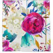 Helderkleurig bloemrijk modern douchegordijn (Voorkant)