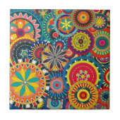 Helderkleurig Boho Floral Pattern Tegeltje (Voorkant)