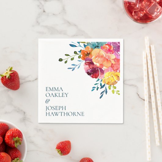 Helderkleurig bruiloft Napkin Servet (Insitu)