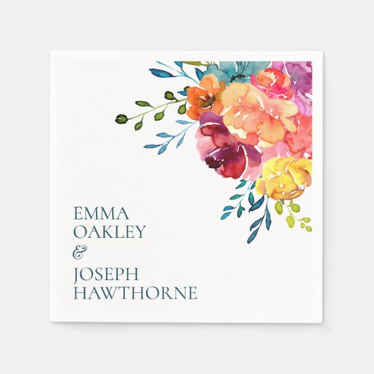 Helderkleurig bruiloft Napkin Servet (Voorkant)