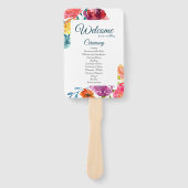 Helderkleurig floral Wedding Program Fan Handwaaier (Voorkant)
