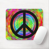 Helderkleurig Fractal Black Peace-symbool Muismat (Met muis)
