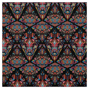 Helderkleurig geometrisch bloemtraditioneel patroo stof