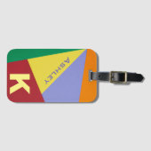 Helderkleurig geometrisch modern, gepersonaliseerd bagagelabel (Voorkant (horizontaal))