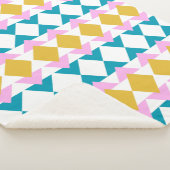 Helderkleurig geometrisch patroonroze en blauw sherpa deken (3/4)
