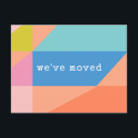 Helderkleurig geometrisch we hebben een nieuw adre briefkaart<br><div class="desc">Helderkleurige geometrische vormen Aangepast We hebben het nieuwe adres-Briefkaart verplaatst</div>