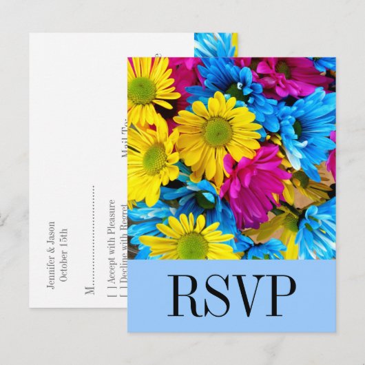 Helderkleurig Gerber Daisy Bouquet RSVP-Briefkaart Uitnodiging Briefkaart (Voorkant / Achterkant)