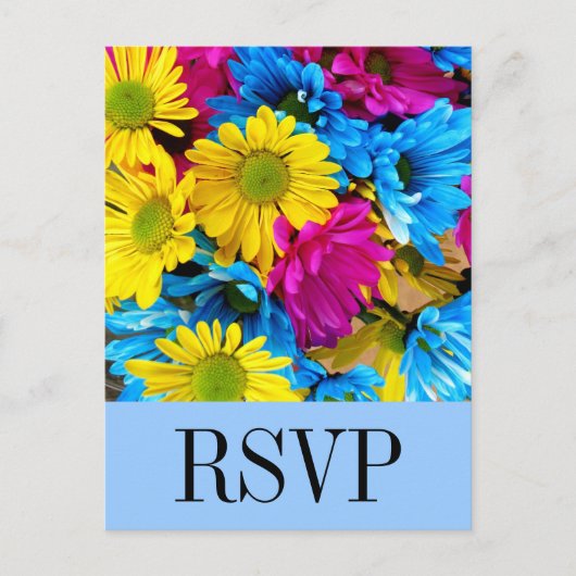 Helderkleurig Gerber Daisy Bouquet RSVP-Briefkaart Uitnodiging Briefkaart (Voorkant)