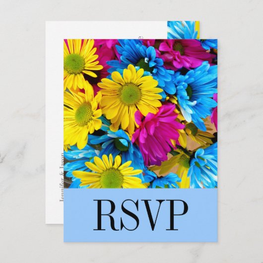 Helderkleurig Gerber Daisy Bouquet RSVP-Briefkaart Uitnodiging Briefkaart (Voorkant / Achterkant)