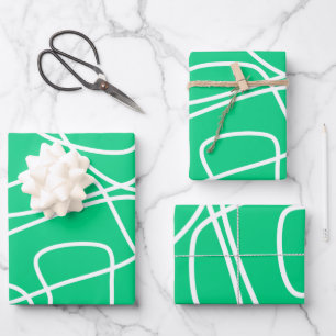 Helderkleurig, groen Abstract ontwerp met moderne Inpakpapier Vel