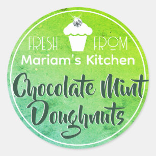 Helderkleurig groen Blauwgroen cupcake-etiket voor Ronde Sticker