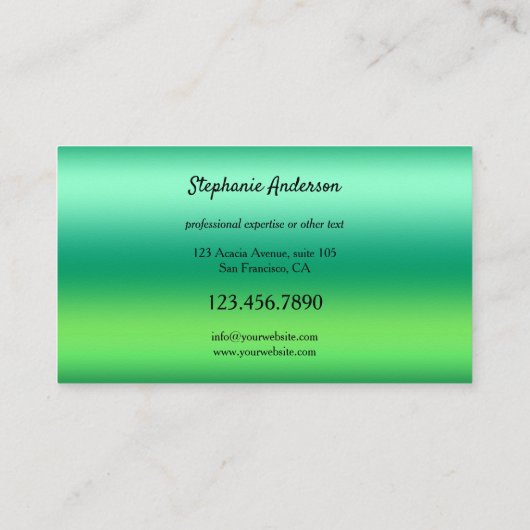 Helderkleurig groen Visitekaartje met heldere neon (Achterkant)