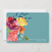 Helderkleurig horizontaal floreel huwelijk kaart (Achterkant)