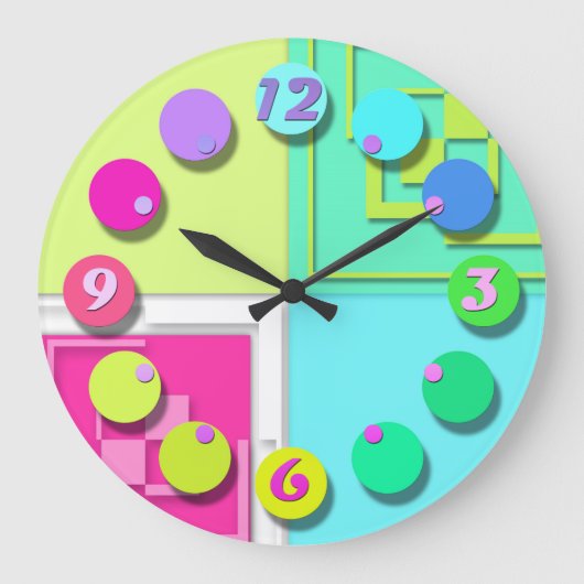 Helderkleurig horloge grote klok (Voorkant)