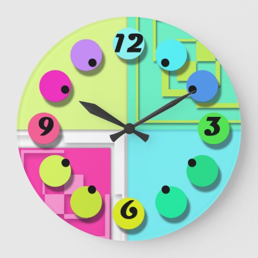 Helderkleurig horloge grote klok (Voorkant)