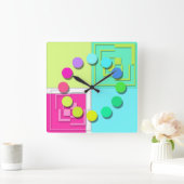 Helderkleurig horloge vierkante klok (Huis)