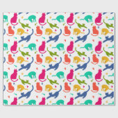 Helderkleurig kat en garen patroon cadeaupapier (Vlak)