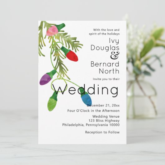 Helderkleurig kerstlicht, bruiloft aankondiging (Staand voorkant)